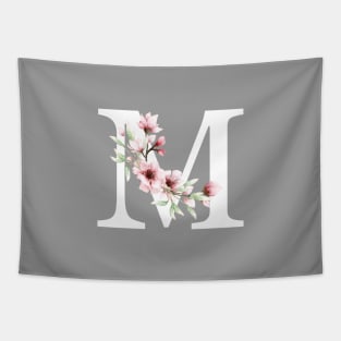 Letter M Monogram With Cherry Blossoms Tapestry