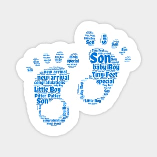 Baby Boy Footprints Word Art Magnet