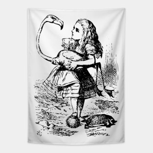 Alice in Wonderland | Alice Plays Croquet with Flamingo and Hedge Hog | Vintage Alice | Tapestry