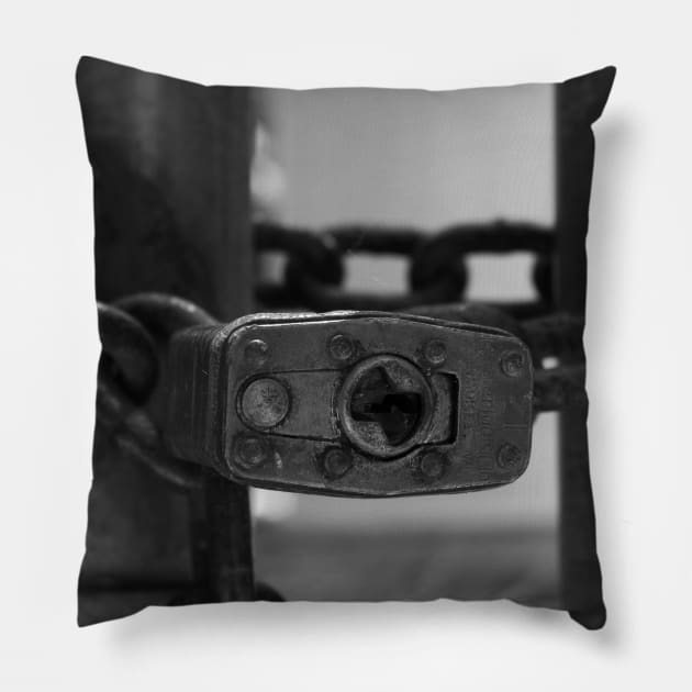 Black and White Pad Lock with Chain Pillow by shanestillz