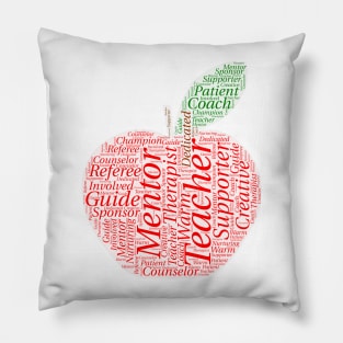 Teacher Appreciation Word Cloud Red Apple Pillow