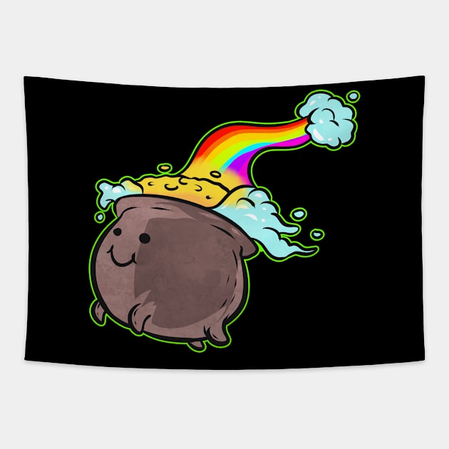 A Pot Of Gold At The End Of A Rainbow For St. Patricks Day Tapestry by SinBle