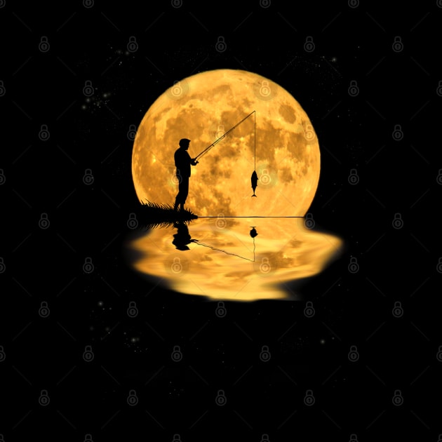 Fisherman fish & full moon fishing saying gift by BurunduXX-Factory