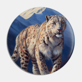Snow Leopard Oil Paint Pin