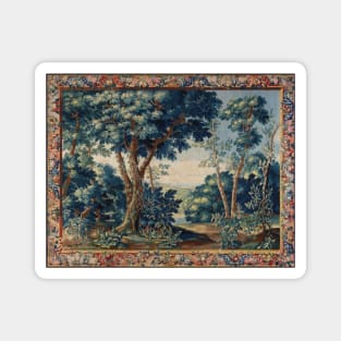 GREENERY, TREES IN WOODLAND LANDSCAPE Antique Flemish Tapestry Magnet