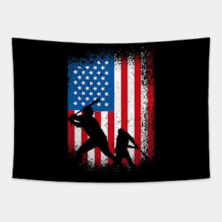 Baseball Lover American Flag Baseball Tapestry