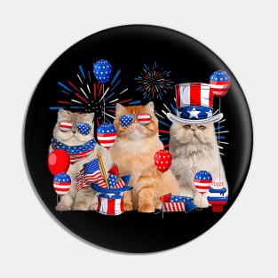 Three Cat Patriotic USA Cat Lovers Cat Happy 4th Of July Pin