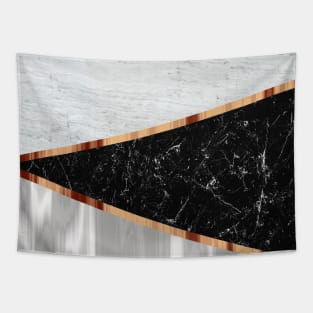 preppy scandinavian minimalist geometric pattern black white marble Tapestry