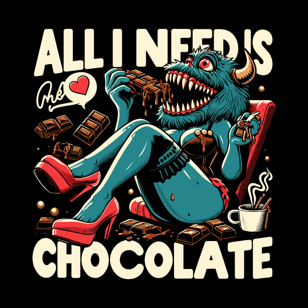 Chocoholic choco lover girl funny monster by ravensart