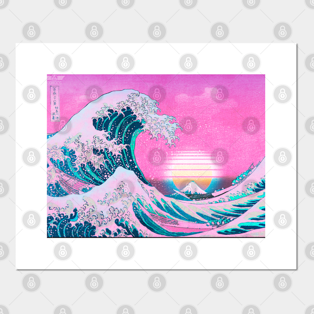 Vaporwave Great Wave Off Kanagawa Aesthetic Sunset Vaporwave Posters And Art Prints Teepublic