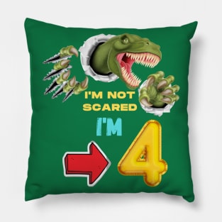 4th Birthday Dinosaur Roaring Pillow