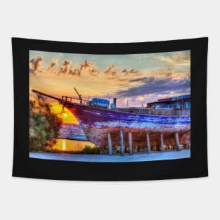 Kefalonia, Greek Shipyard Sunset Tapestry