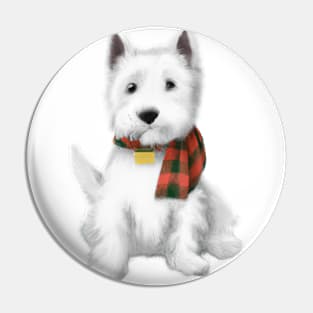 Cute West Highland White Terrier Drawing Pin