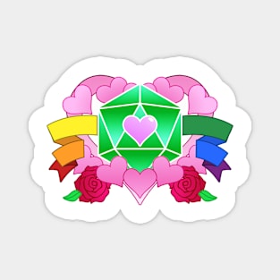 DiceHeart - Pride Banner, Bright Green Dice Magnet