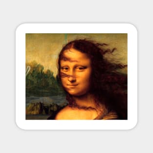 Funny Mona Lisa wind in hair Magnet