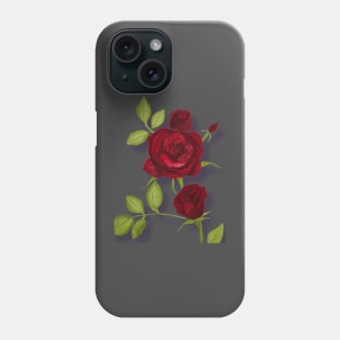 Red Rose stem - watercolor painting Phone Case