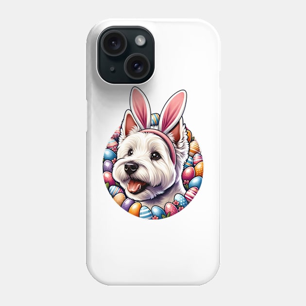 West Highland White Terrier Celebrates Easter with Bunny Ears Phone Case by ArtRUs