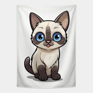 Cartoon Cute Kawaii Siamese Cat Tapestry