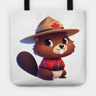 Cute Canadian Mountie Beaver Illustration Tote