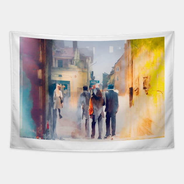 watercolors of everyday streetscapes Tapestry by rlatnwls