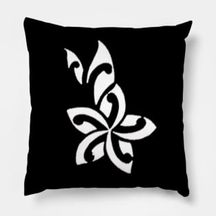 Tribal Plumeria in white Pillow