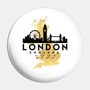 London England Skyline Map Art Pin