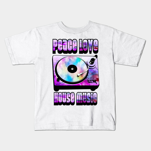 Peace Love House Music Vintage Clubbin Edm Music Kids T Shirt