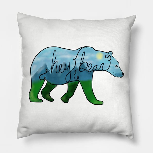 hey bear Pillow by Sparkleweather