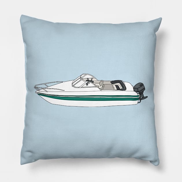 Motorboat cartoon illustration Pillow by Cartoons of fun