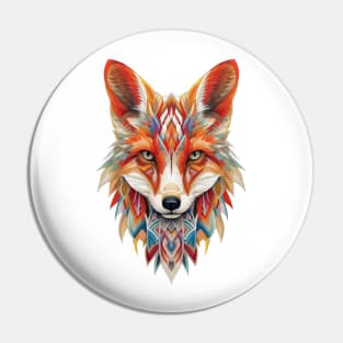 Spectrum Fox: Radiant Op Art Red Fox Design Pin