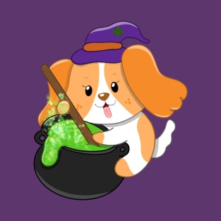 Witchy Halloween Puppy T-Shirt