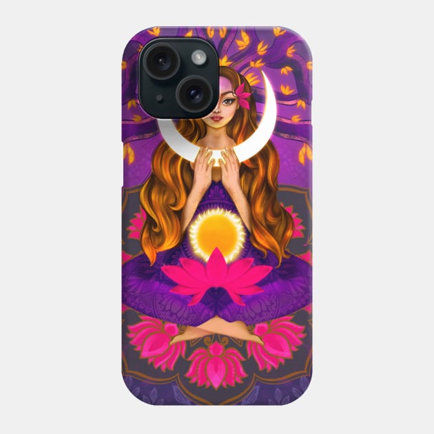 Moon goddess meditation Phone Case by Prita_d