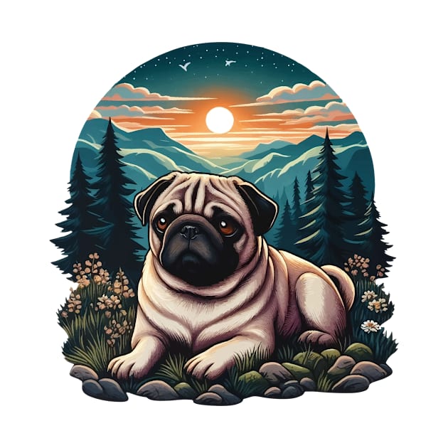 pug dog in the wild during sunset by Arteria6e9Vena