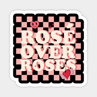 Rose Over Roses Retro Heart Valentines Day Magnet