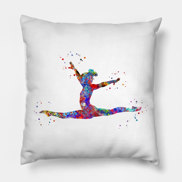 Gymnastics girl Pillow by RosaliArt
