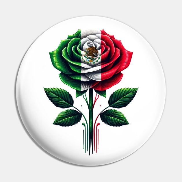 Mexico Flag Rose Mexican Independence Day Women Girls Kids Pin by ArtbyJester