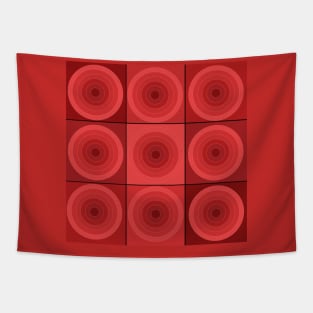 Red Geometric Circles Tapestry