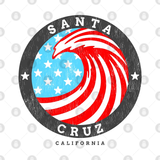 Santa Cruz, CA Summertime Patriotic 4th Pride Surfing by Contentarama