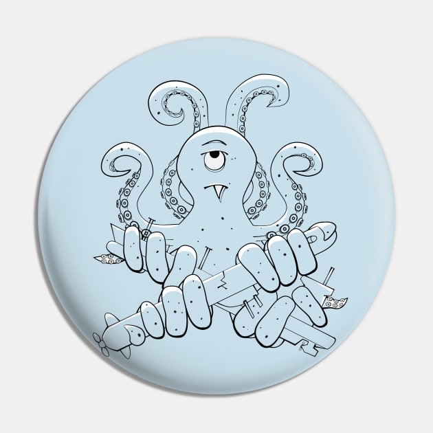 The Cute Kraken Awakens Pin by atomguy