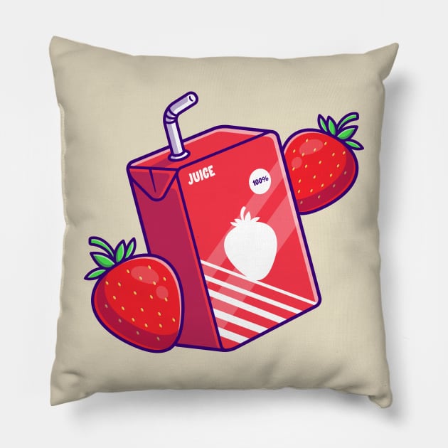 Strawberry Juice Box Cartoon Pillow by Catalyst Labs