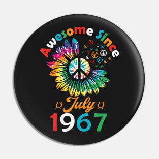 Funny Birthday Quote, Awesome Since July 1967, Retro Birthday Pin