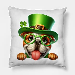 St Patricks Day Peeking Bulldog Pillow