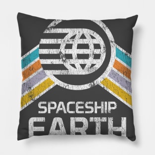 Spaceship Earth Vintage Distressed Design Pillow