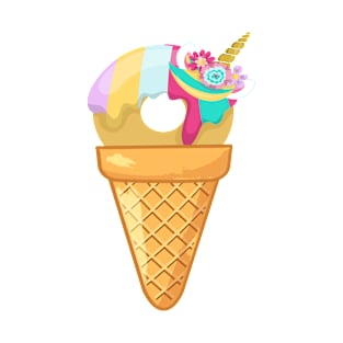 DONUT UNICORN  ICE CREAM - THE THE BAKERY FOOD COLLECTION - FUNNY JUNK FOOD  ICE CREAM DESIGNS T-Shirt