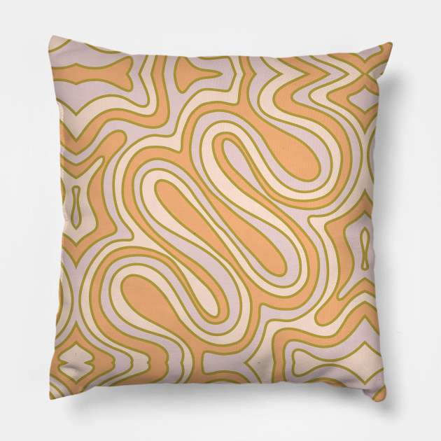 Boho groovy orange pattern Pillow by Asilynn