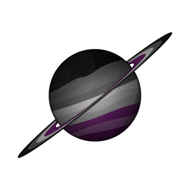 Planet and Rings in Asexual Pride Flag Colors by LiveLoudGraphics