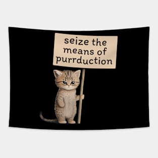 Seize the Means of Purrduction Tapestry