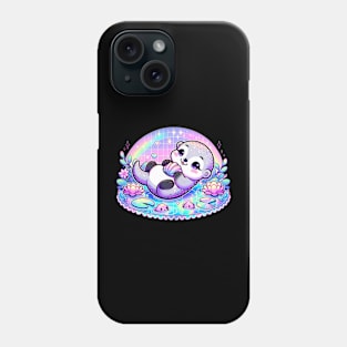 Holographic Otter Pastel Goth Kawaii Cute Chibi Pink Phone Case