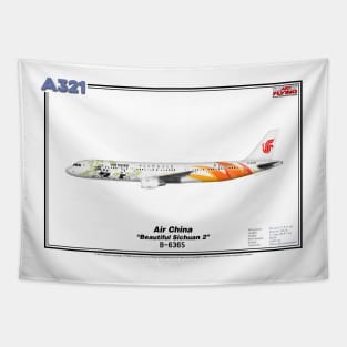 Airbus A321 - Air China "Beautiful Sichuan 2" (Art Print) Tapestry