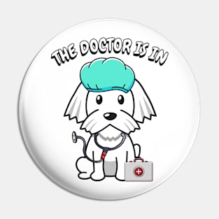 Cute white dog is a doctor Pin